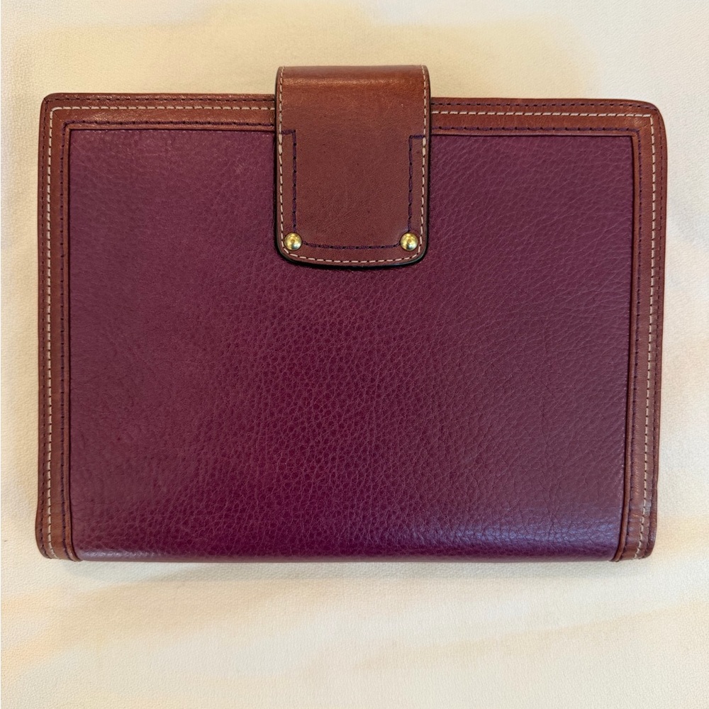Vintage Coach Planner/Agenda in Plum with Tan Trim and Brass Turnlock - Picture 2 of 8